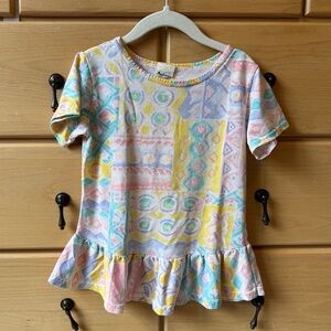 Vintage 90s Pastel Peplum Top Andover Togs Made in USA Size 6 kids girls